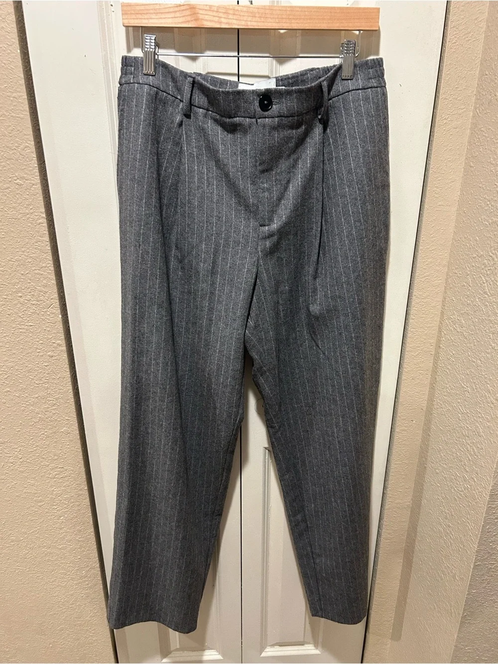 WAX London Men’s Charcoal Grey Pinstripe Trousers Wool blend , size 32